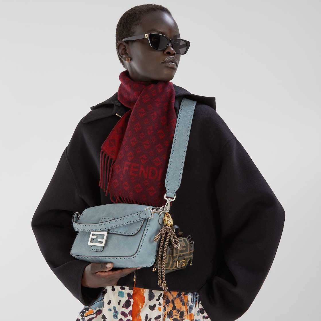 FENDI Baguette® Mercury blue nubuck leather Selleria bag with 612 hand-sewn topstitches - Image 6